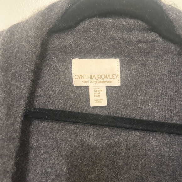 CYNTHIA ROWLEY | Charcoal Open Front 100% Cashmere Cardigan, Size Medium - Picture 3 of 5
